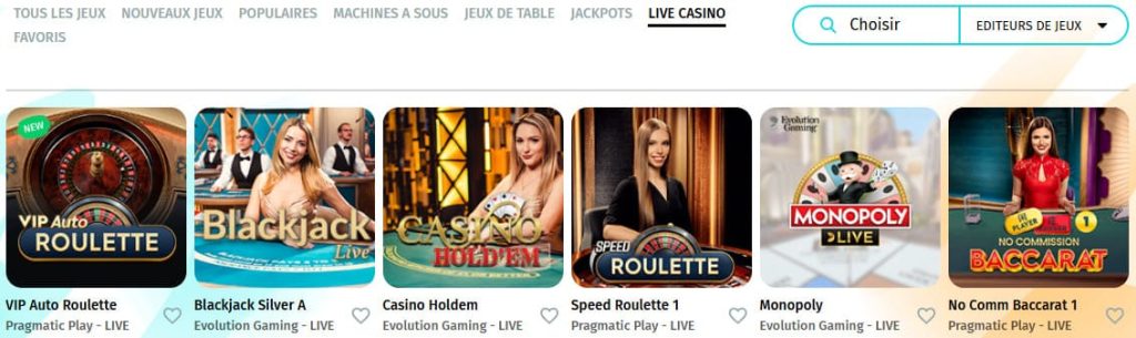 Happy Hugo Casino jeux live
